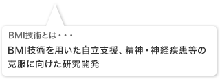 BMI技術とは･･･BMI技術を用いた自立支援、精神・神経疾患等の克服に向けた研究開発