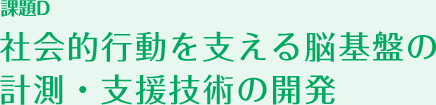 課題D 社会的行動を支える脳基盤の計測・支援技術の開発